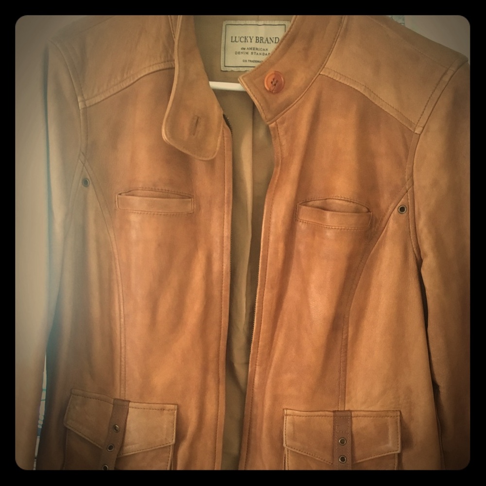 Lucky Brand Leather Bomber Jacket